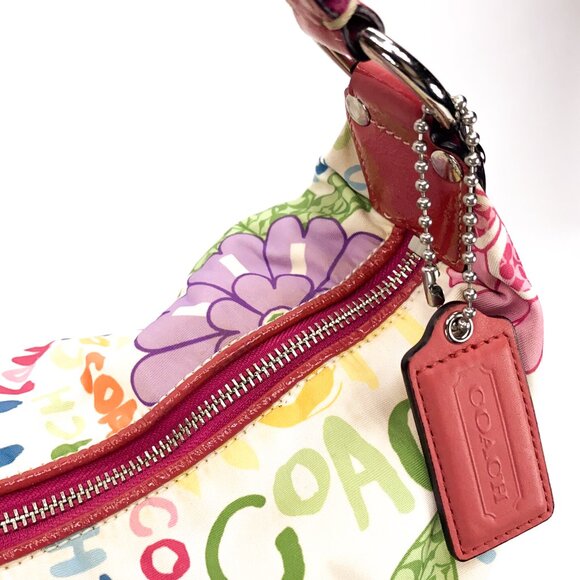 COACH Poppy Daisy Floral Graffiti Multi Color Hobo Shoulder Bag - B1082-F14883 - Picture 7 of 16
